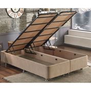 Niron 150x200 cm Ela Sandıklı Sütlü Kahve Baza Sağlamlaştırılmış Silinebilir Kumaş Çift Kişilik Baza