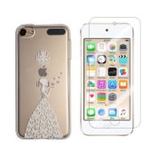 Novago iPod Touch 7, Touch 6, Touch 5 için koruyucu kılıf, jel, baskılı, sağlam, 1 sert camdan cam, şeffaf (beyaz)