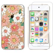 Novago Koruyucu kılıf iPod Touch 7, Touch 6, Touch 5, jel baskılı, sağlam, 1 sert cam, şeffaf (Camomille2)