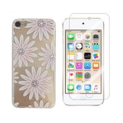 Novago Schutzhülle für iPod Touch 7, Touch 6, Touch 5, Gel, bedruckt, robust, widerstandsfähig, 1 Hartglas, transparent, robust (Rosa)