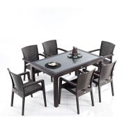 Novussi Classi Liverno Rattan 90x150 cm Camlı Masa Takımı