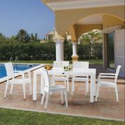 Novussi Rattan Claris 150 Beyaz Masa Takımı Balkon Bahçe Mobilyası