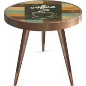 Olunca Kahve Saati Tasarım Yuvarlak 45 cm Modern Ahşap Yan Sehpa