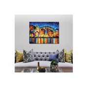 Pablofi Leonid Afremov Gece Sahil Kasabası Yağlı Boya Reprodüksiyon 100x140 cm Kanvas Tablo
