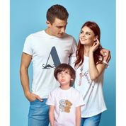 Pia Baby T2003-01 Pamuk 3'lü Aile Aşk Yazılı T-shirt Kombini