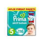 Prima 5 Beden 116 Adet Aktif Bebek Aylık Fırsat Paketi Junior Bebek Bezi