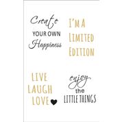 Rayher 60960000 çıkartma motifi Happy, siyah/altın, çok ince, 2 tabaka 10 x 16 cm, dövme, çıkartma, çıkartma resim, su itici resim, pürüzsüz yüzeyler için, cam, plastik, seramik, metal, ayna