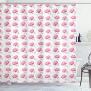 Rengirenk Çiçek Çerçeve İçinde Kalmış Soyut Şakayık Örüntüsü Antrasit Çay Gül Rengi 200x180 cm Duş Perdesi