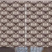Rengirenk Etnik Geleneksel Vintage Tarzı Süslemeler Model Dekoratif Bej Kahverengi 145x270 cm Fon Perde