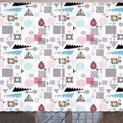 Rengirenk Geometrik Üç Boyutlu Matematiksel Şekiller Model Dekoratif Çok Renkli 120x270 cm Fon Perde