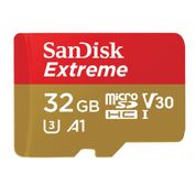 SanDisk Extreme microSDHC 32GB + SD Adapter + Rescue Pro Deluxe 100MB/s A1 C10 V30 UHS-I U3 - SDSQXAF-032G-GN6MA