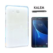 Serhan Samsung P580 P585 10.1 İnç Kalemli Model Tablet Süper Şeffaf Silikon + Kalem + 9H Kırılmaz Cam Kılıf