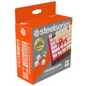 SteelSeries PrismCaps – Çift Taraflı Tuş Seti, "Puding" Görünümlü, Tüm Standart Mekanik Klavyeler ile Uyumluluk – MX Darbe – Beyaz (İngiltere Klavyesi düzeni)