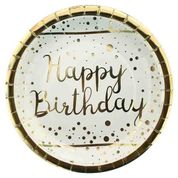 Varak Gold Happy Birthday Baskılı 6 Adet Beyaz Tabak