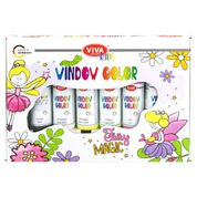 Viva Decor® Window Color Set Fairy Magic (6 renk her biri 90 ml) hediye seti, pencere renk seti, çocuklar için, 6 pencere rengi, hediye paketi içerisinde 12 motifli – Made in Germany