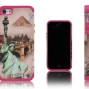 Xcessor dünya için iki parça kılıfı yumuşak iç silikon tabaka ve plastik sert kapak Apple iPhone SE/5/5S. Pembe