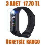 Xiaomi Mi Band 4 Ekran Koruyucu Film Jelatin - 3 Adet Islak-Kuru Temizleme Mendili Hediye