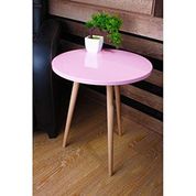 Zigzag Yuvarlak Pembe Yan Sehpa