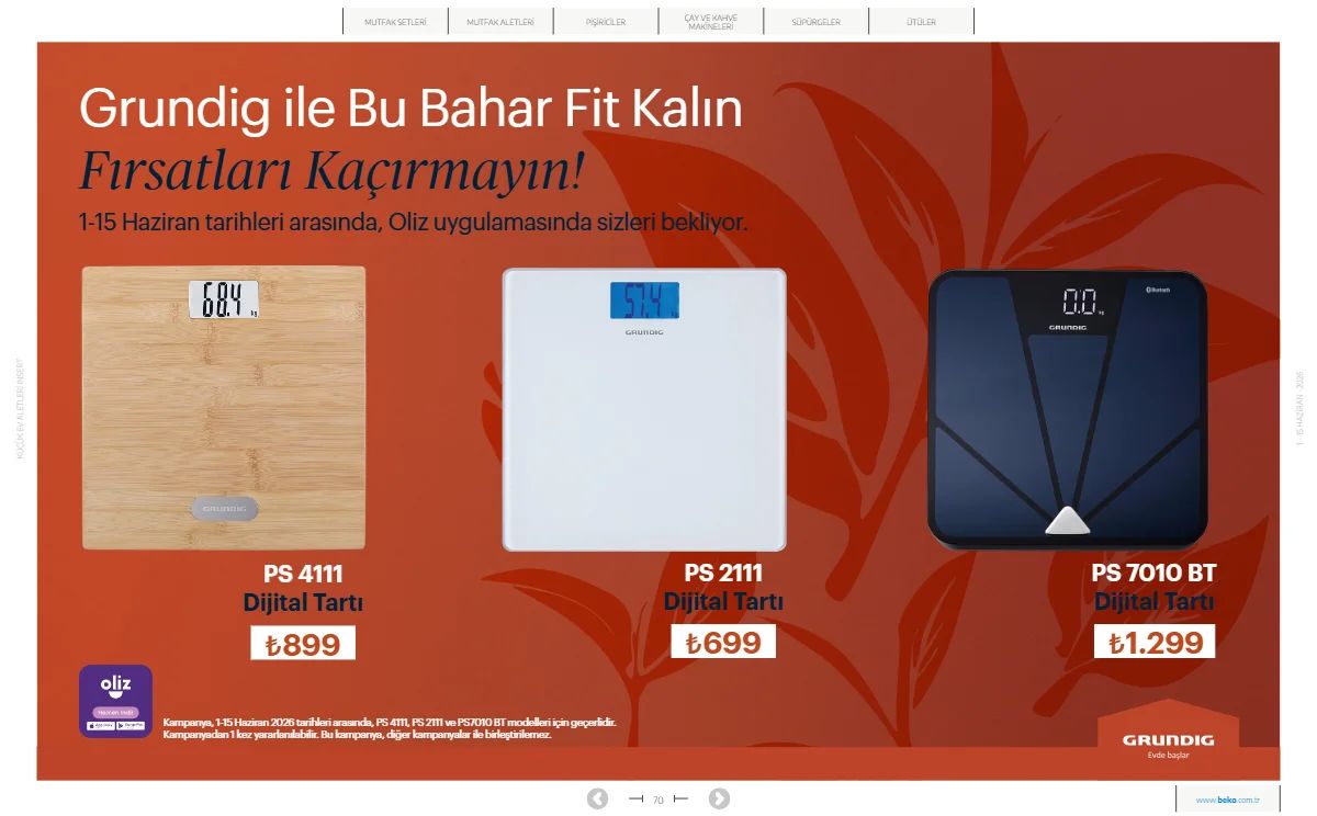 Beko 1 Haziran 2026 Aktüel Kataloğu Sayfa 70