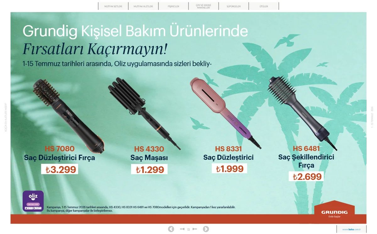 Beko 1 Temmuz 2026 Aktüel Kataloğu Sayfa 72