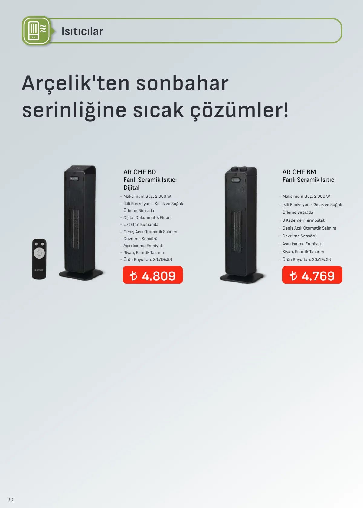 1 Ağustos Arçelik Kataloğu 2026 Sayfa 33