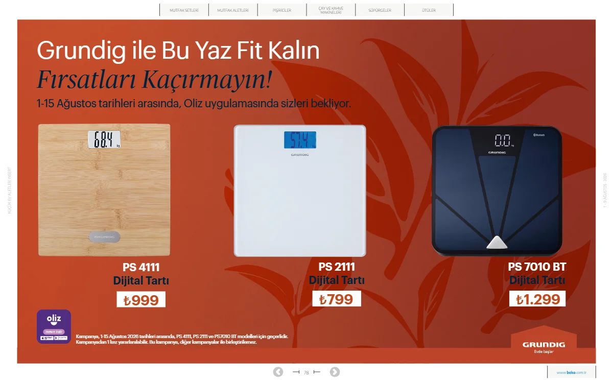 1 Ağustos Beko Kataloğu 2026 Sayfa 78