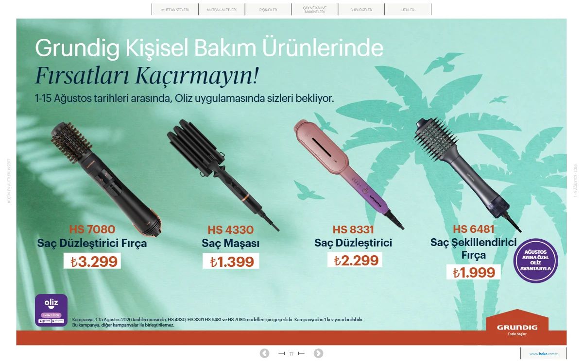 1 Ağustos Beko Kataloğu 2026 Sayfa 77
