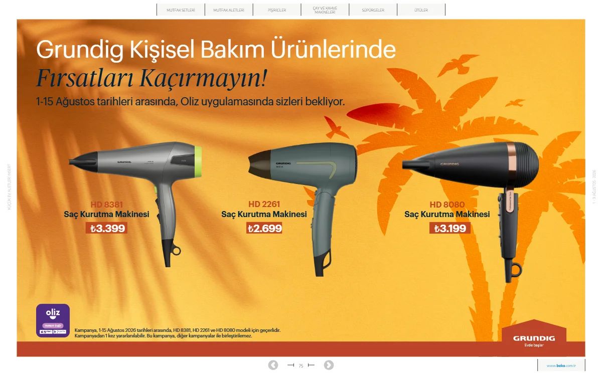 1 Ağustos Beko Kataloğu 2026 Sayfa 75