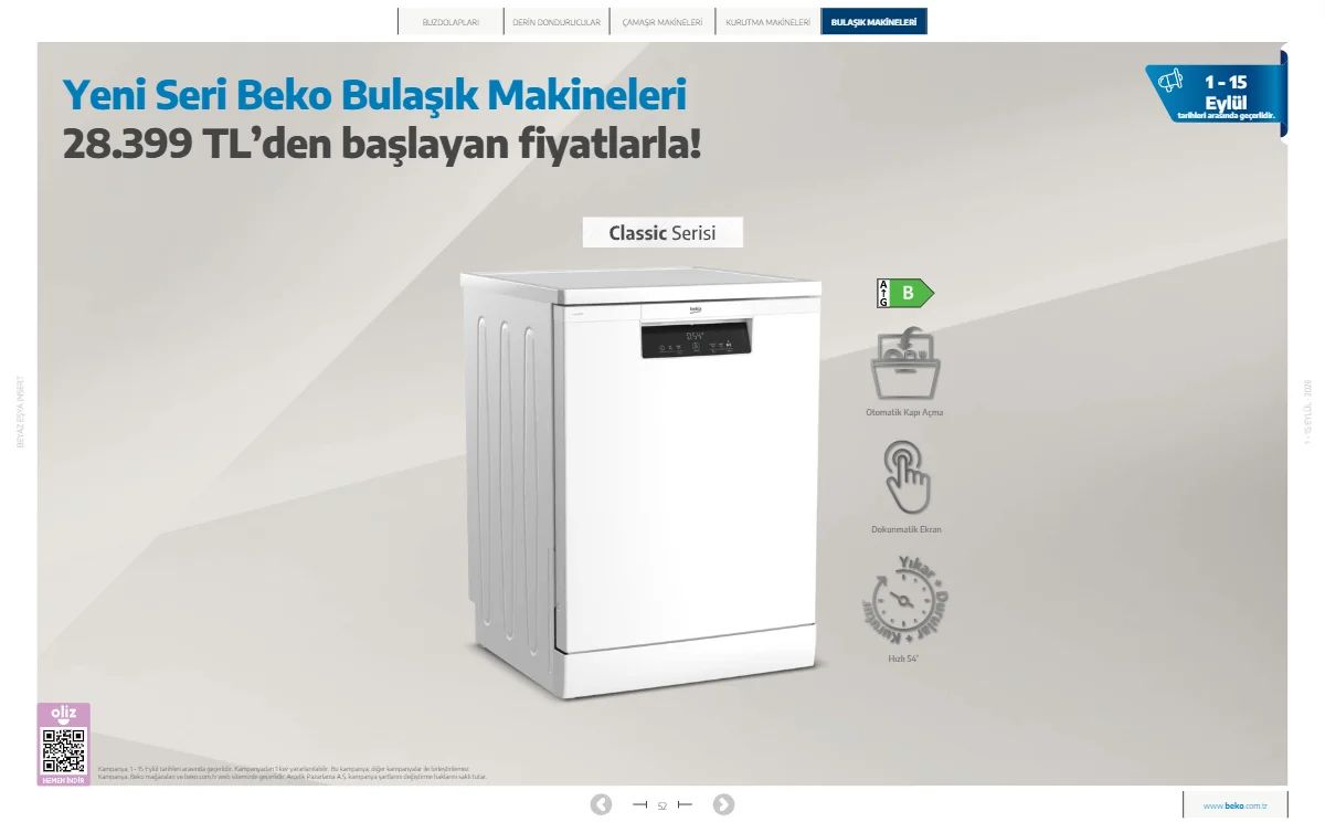 1 Eylül Beko Kataloğu 2026 Sayfa 52