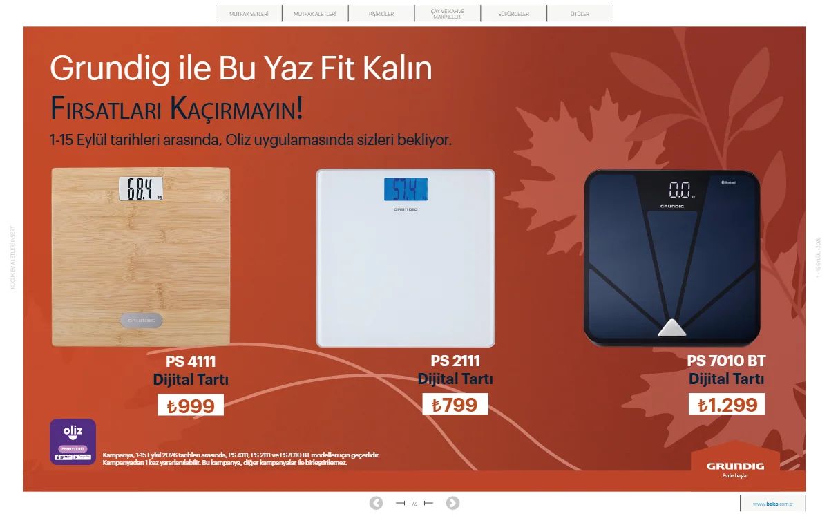 1 Eylül Beko Kataloğu 2026 Sayfa 74