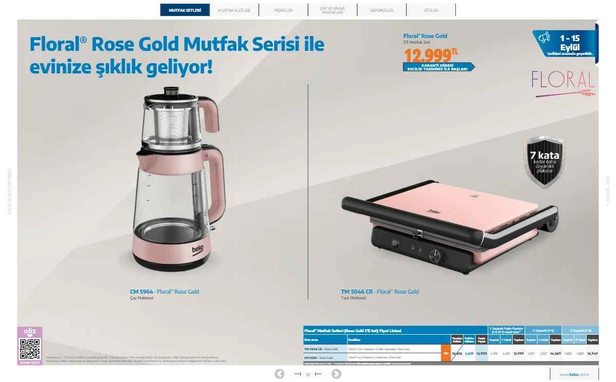 1 Eylül Beko Kataloğu 2026 Sayfa 18