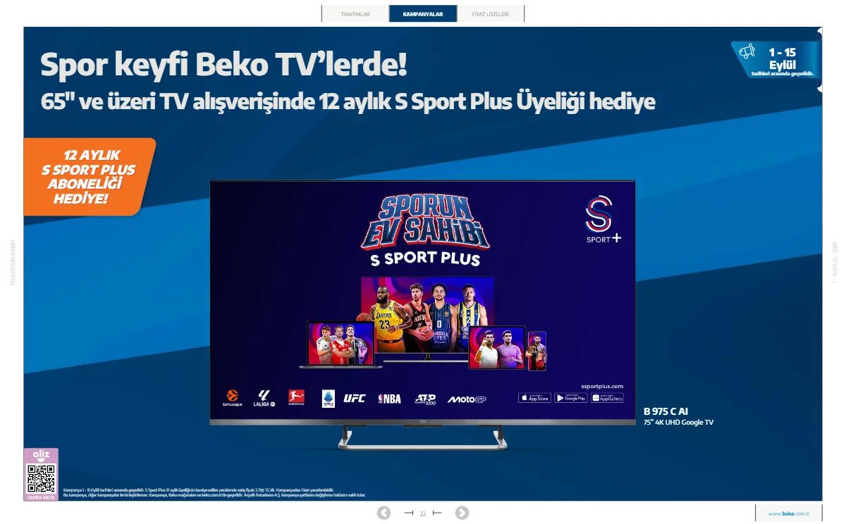 1 Eylül Beko Kataloğu 2026 Sayfa 22