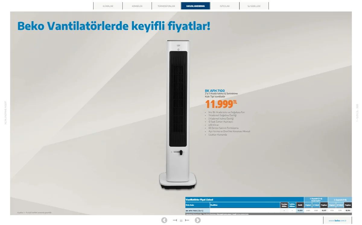 1 Eylül Beko Kataloğu 2026 Sayfa 33