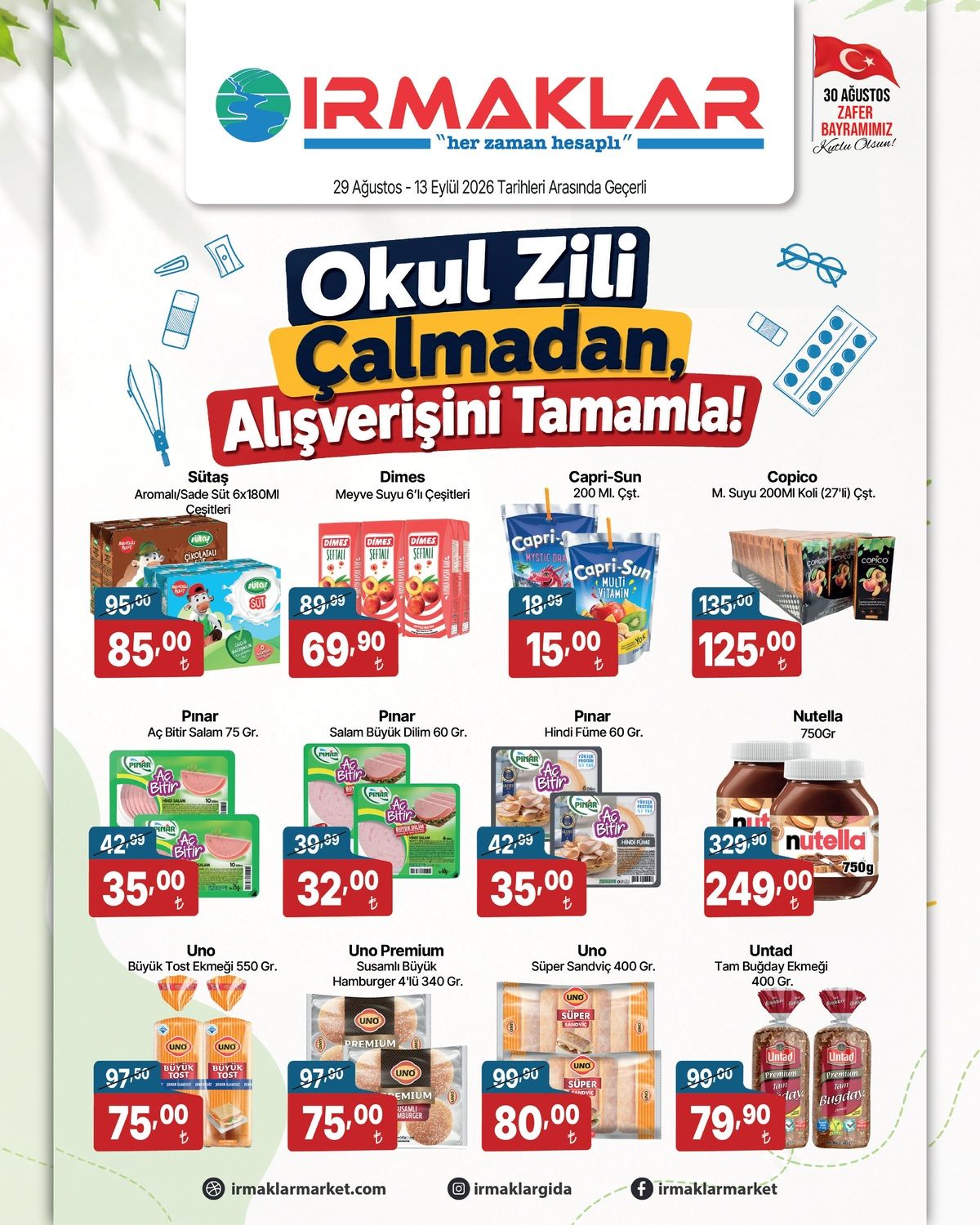 29 Ağustos Irmaklarmarket Kataloğu 2026 Sayfa 1