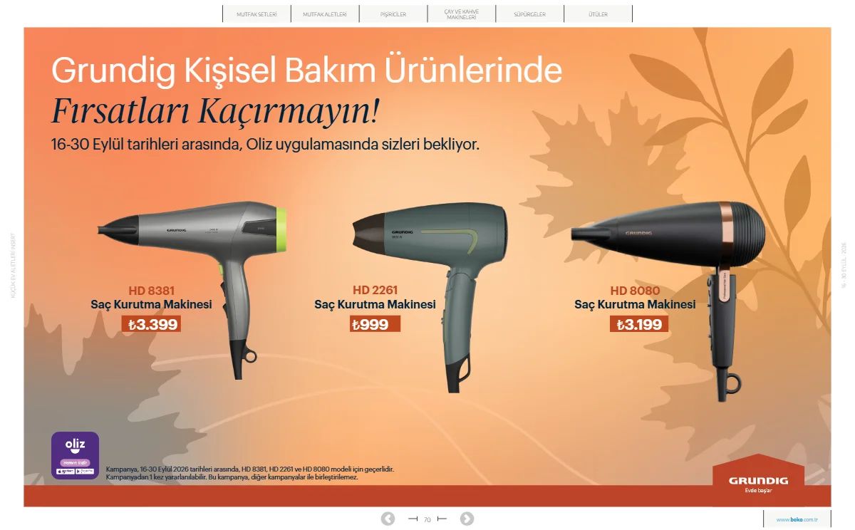 16 Eylül Beko Kataloğu 2026 Sayfa 70