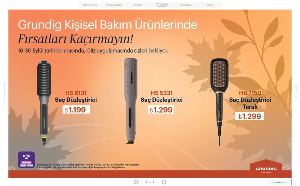 16 Eylül Beko Kataloğu 2026 Sayfa 71