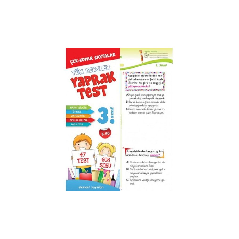 3. Sınıf Tüm Dersler Yaprak Test - Element Yayınları Fiyatları