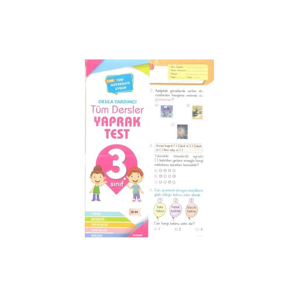 3. Sınıf Tüm Dersler Yaprak Test - Element Yayınları Fiyatları