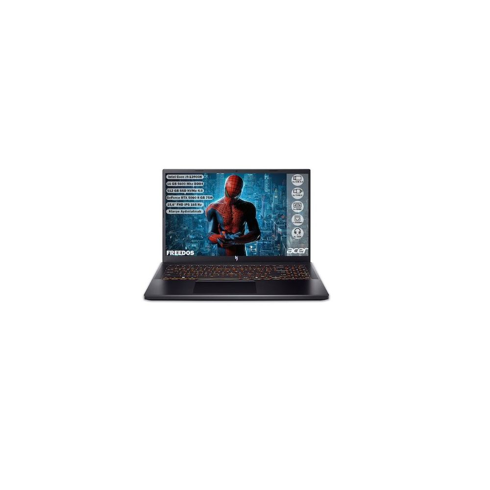 Acer Nitro ANV15-52-99UN NH.QZ8EY.004 i9-13900H 16GB RAM 512GB SSD RTX 5060 FreeDOS 15.6 inç Oyun Bilgisayarı