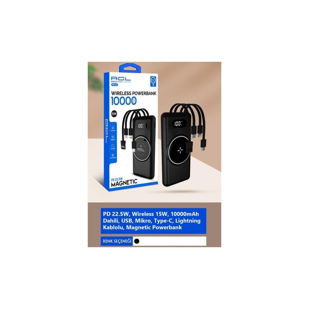 ACL Pw-01 Magsefe destekli 10.000 mAh Siyah Powerbank