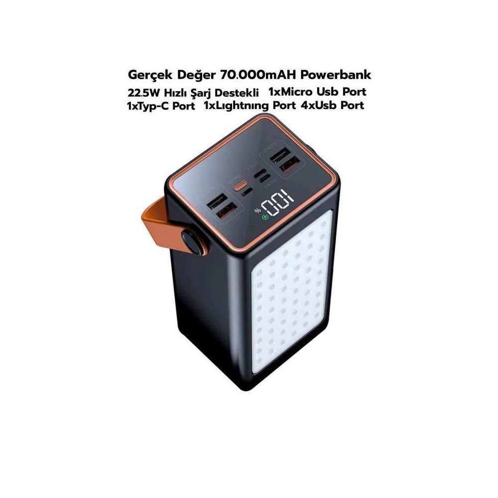 ACL Pw-52 70.000 mAh 22.5W Lcd 1Xmicro 2Xtyp-C 4Xusb Port Siyah Powerbank