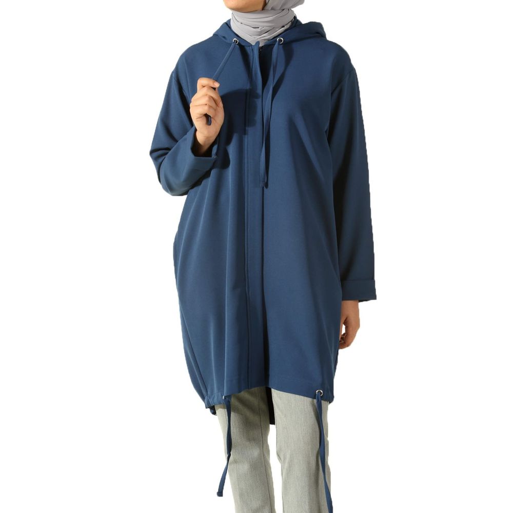Allday 9200 İndigo Kapüşonlu Fermuarlı Kadın Hırka Fiyatları ve