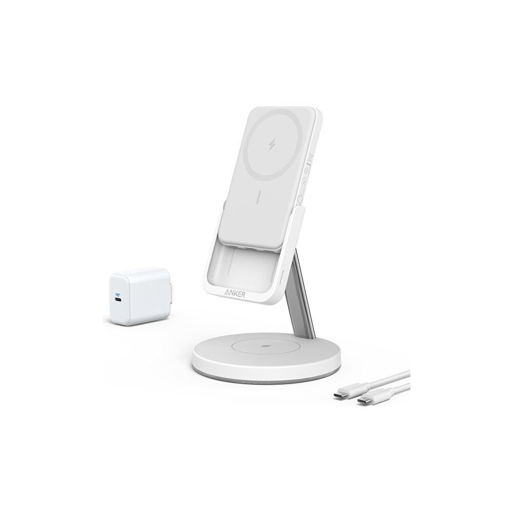 Anker B25A7 PowerWave MagGo 2in1 Stand Magsafe 5.000 mAh Beyaz Powerbank
