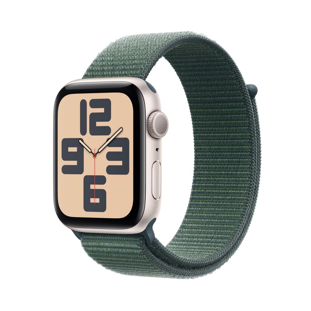 Apple Watch SE 2024 GPS 44 mm Yıldız Işığı Alüminyum Kasa Göl Yeşili Spor Loop Akıllı Saat