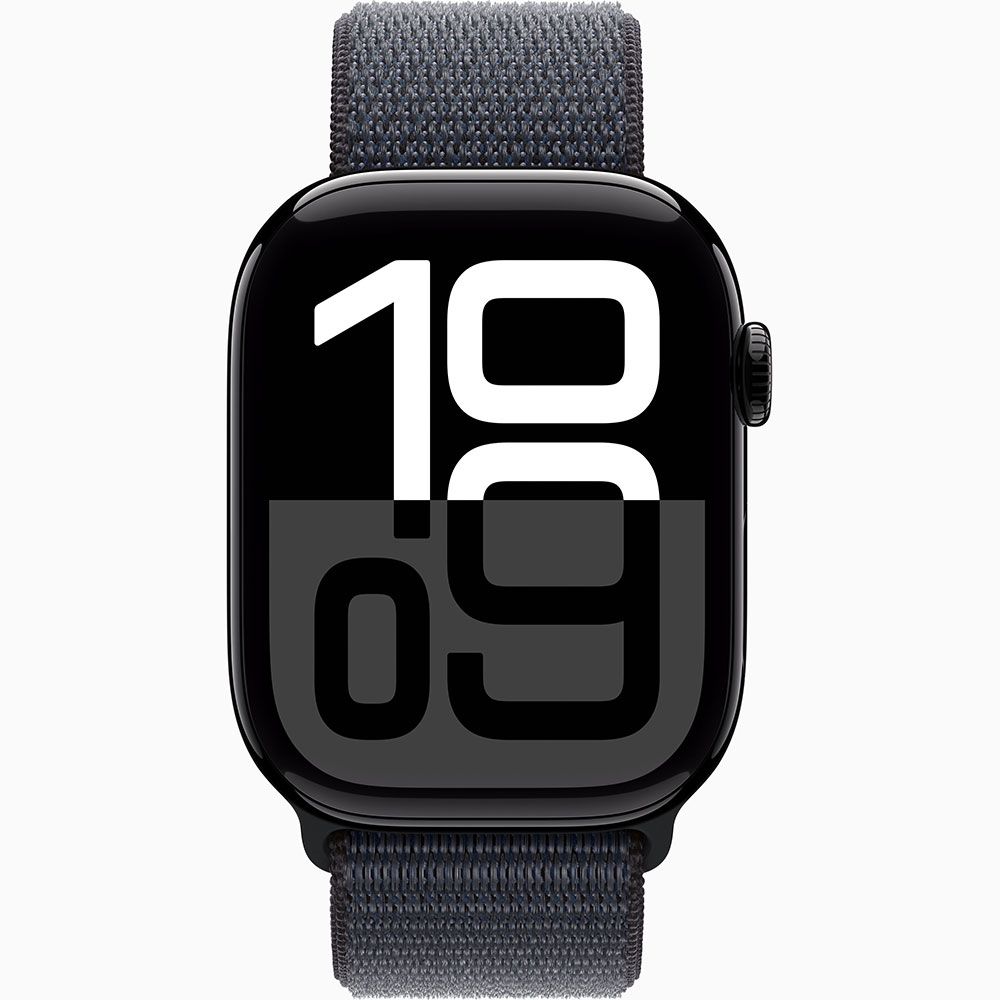 Apple Watch Series 10 GPS 46 mm Simsiyah Alüminyum Kasa Mürekkep Moru Spor Loop Kordon Akıllı Saat