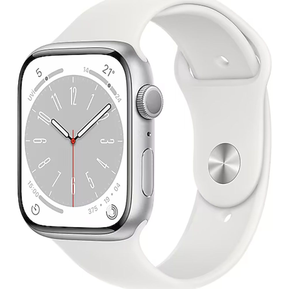 Apple Watch Series 8 GPS 45 mm Gümüş Alüminyum Kasa Beyaz Akıllı Saat Teşhir- Outlet