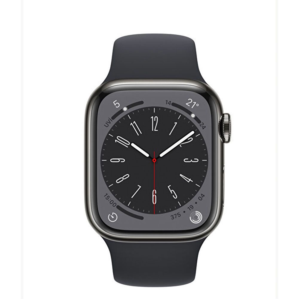 Apple Watch Series 8 GPS + Cellular 41 mm Gece Yarısı Paslanmaz Çelik Kasa Akıllı Saat
