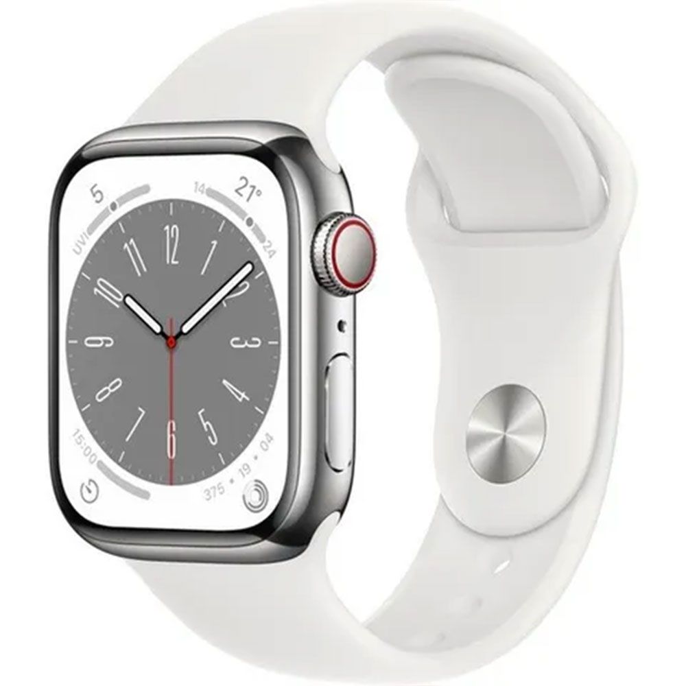 Apple Watch Series 8 GPS + Cellular 41mm Gümüş Beyaz Paslanmaz Çelik Kasa Akıllı Saat