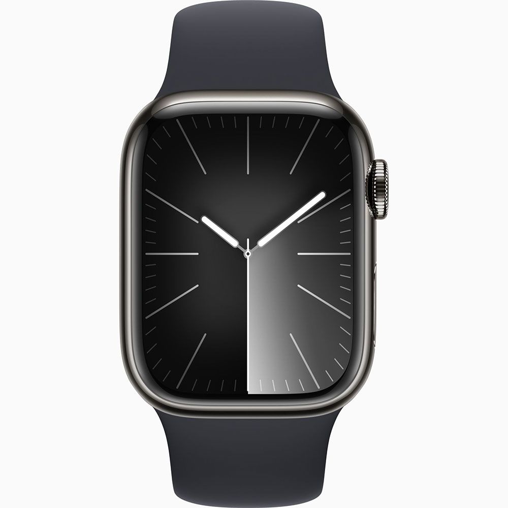 Apple Watch Series 9 41 mm Gps + Cellular Grafit Paslanmaz Çelik Kasa Spor Kordon Akıllı Saat
