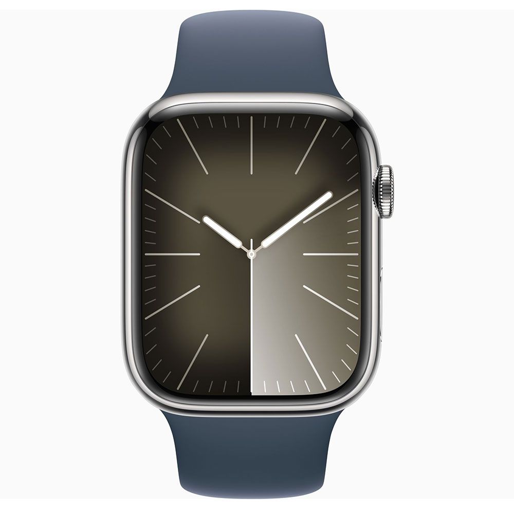 Apple Watch Series 9 41 mm Gps + Cellular Gümüş Paslanmaz Çelik Kasa Spor Kordon Akıllı Saat